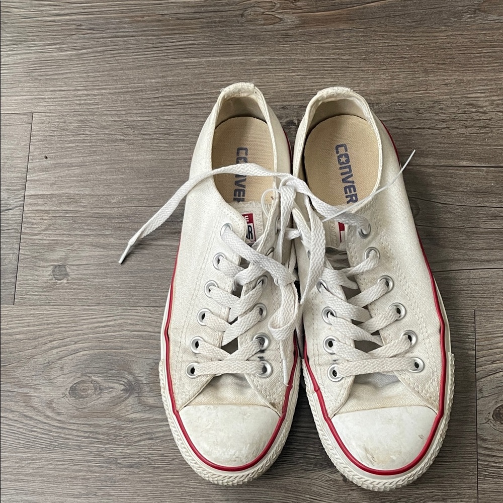 Converse Off-White‎ Canvas Sneakers with Red Trim
